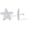 PAVOI 14K Gold Plated Starfish Statement Stud Earrings for Women | Trendy Jewelry Alluring Ocean-Themed Dangling Earrings(White Gold)