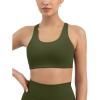 PAVOI ACTIVE Racerback Supportive Sports Bras for Women – High Support Scoop Neck Gym Workout Bra Removable Pads – HiPerform(Army)