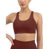 PAVOI ACTIVE Racerback Supportive Sports Bras for Women – High Support Scoop Neck Gym Workout Bra Removable Pads – HiPerform(Chocolate)