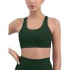 PAVOI ACTIVE Racerback Supportive Sports Bras for Women – High Support Scoop Neck Gym Workout Bra Removable Pads – HiPerform(Pine Green)