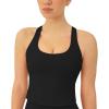 PAVOI ACTIVE Racerback Workout Tank Tops for Women Built in Bra – Medium Support Scoop Athletic Tank Top Shelf Bra, HiPerform(Black)