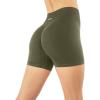 PAVOI ACTIVE Seamless Shorts | Sculpting Compression High Waisted 4.5″ & 6″ Scrunch Butt Ribbed SculptForm Biker Shorts(Olive)