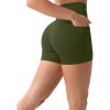 PAVOI ACTIVE Shorts with Pockets | Compressive High Waisted Butt Sculpting 4″ & 6″ Women’s Biker Shorts | HiPerform XXS to 3X(Army)