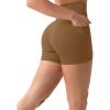 PAVOI ACTIVE Shorts with Pockets | Compressive High Waisted Butt Sculpting 4″ & 6″ Women’s Biker Shorts | HiPerform XXS to 3X(Cafe)