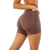 PAVOI ACTIVE Shorts with Pockets | Compressive High Waisted Butt Sculpting 4″ & 6″ Women’s Biker Shorts | HiPerform XXS to 3X(Clay)