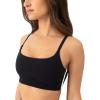 PAVOI ACTIVE Thin Spaghetti Strap Sports Bra for Women – Medium Support Buttery Soft Scoop Neck Workout Yoga Bras – FlexFlow(Black)