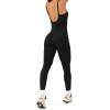 PAVOI ACTIVE Workout One Piece Jumpsuits for Women | Adjustable Straps Low Back Shelf Bra Full-Length Gym Romper | HiPerform(Black)