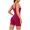PAVOI ACTIVE Workout One-Piece for Women – Square Neck Gym Bodysuit Built-In Shelf Bra 5″ Romper Jumpsuit Shorts – HiPerform(Berry)
