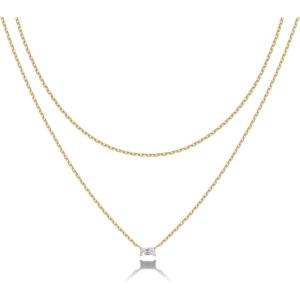 PAVOI 14K Gold Plated Layering Necklaces | Stylish Minimalist Design Pendant Necklaces | Bar, Lotus, Disc, Dog Tag, Horizontal Bar Pendants for Women(Yellow Gold)