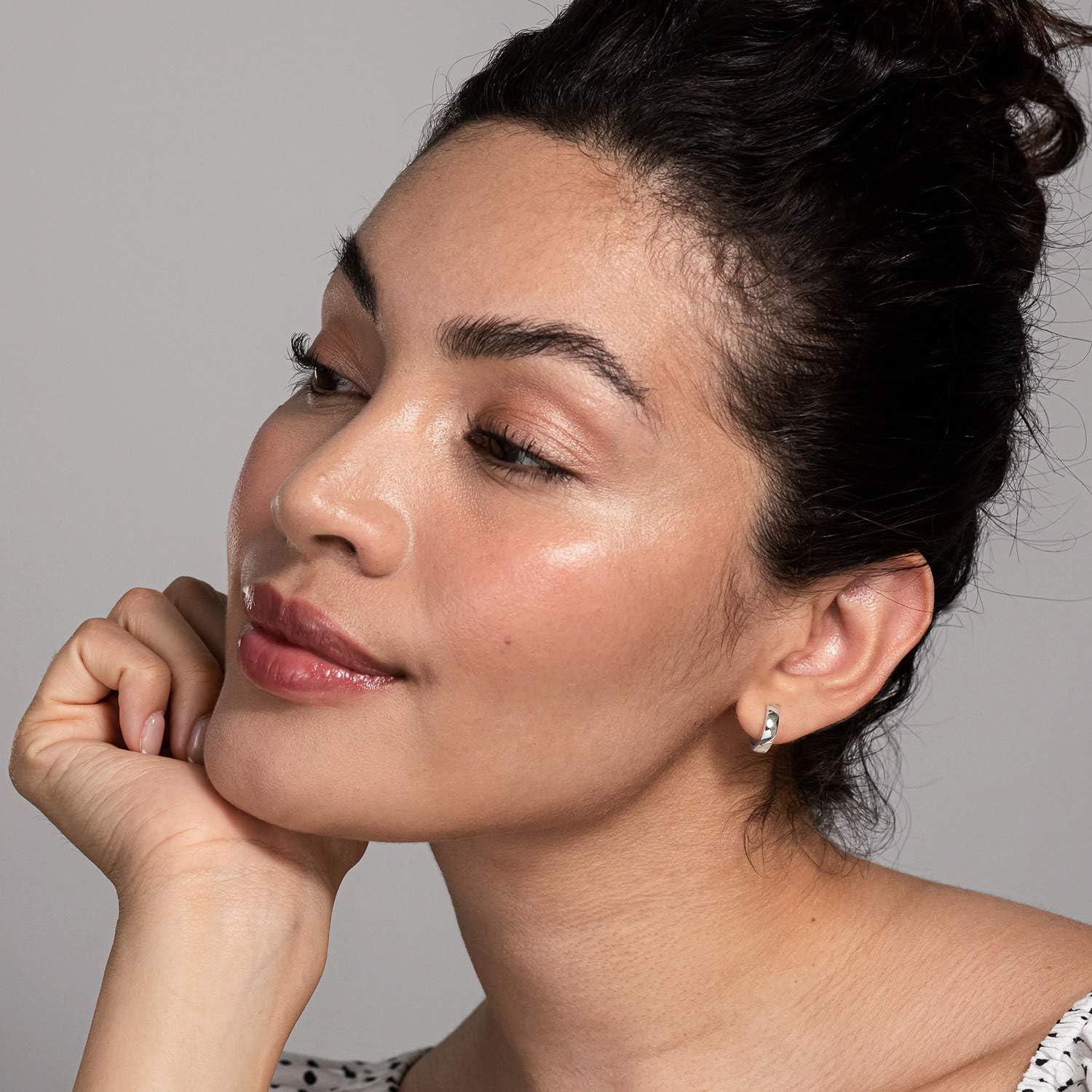 imagePAVOI 14K Gold Plated 925 Sterling Silver Post Huggie Earrings Small Hoop Earrings for Women18K Gold Vermeil