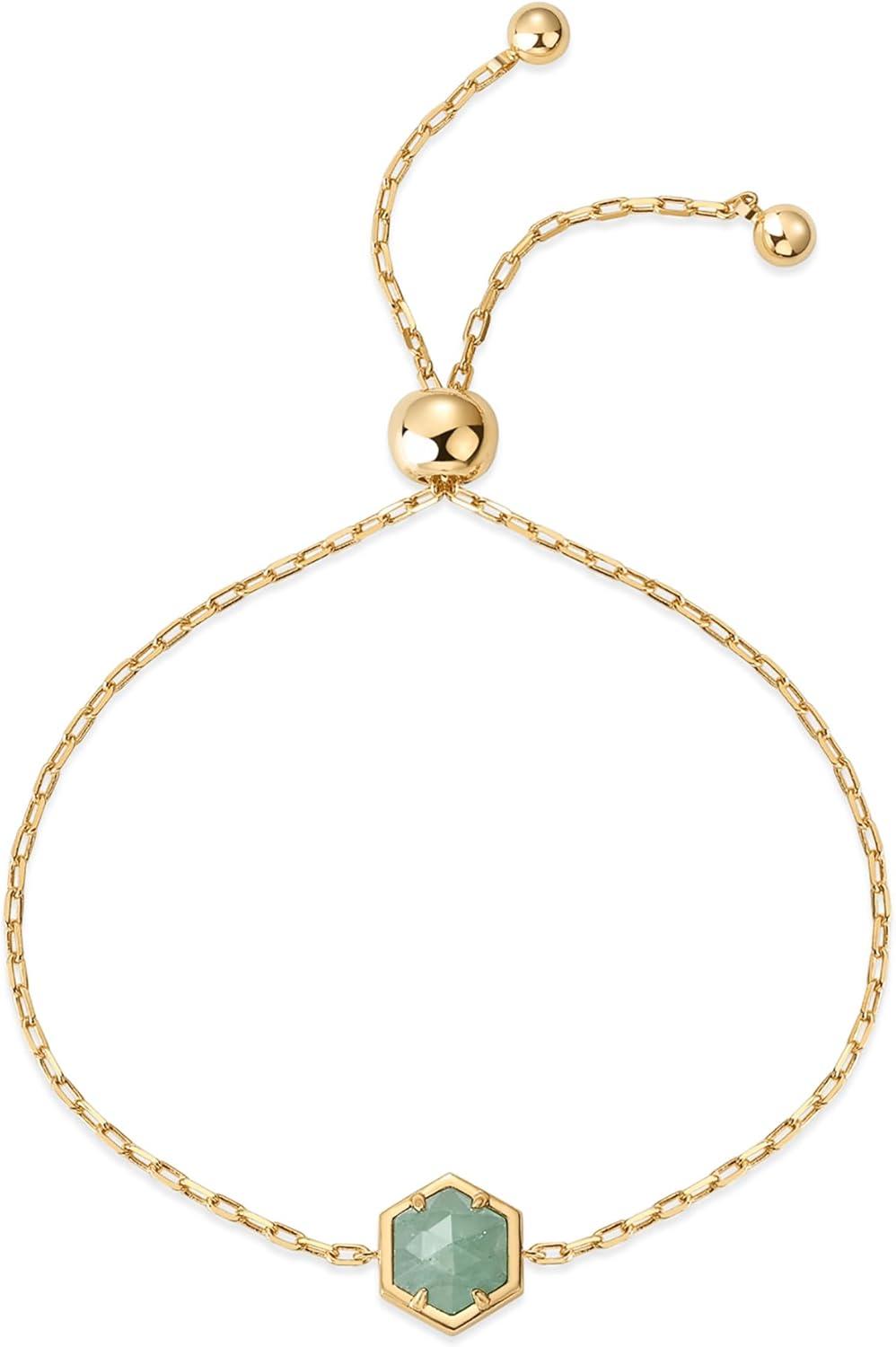 imagePAVOI 14K Gold Plated Hexagon Gemstone Bracelet for Women Natural Birthstone 9quot BraceletYellow Gold