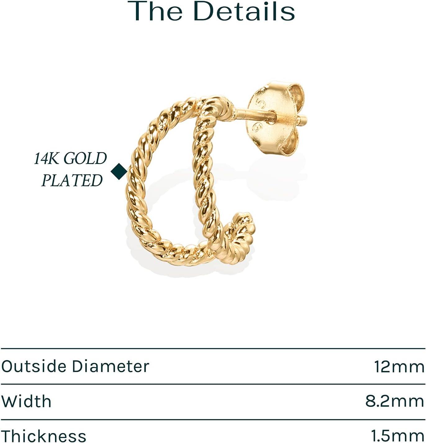 imagePAVOI 14K Gold Plated Split Huggie Hoop Earrings for Women 925 Sterling Silver Posts Dainty Multi Hoop Huggie Earrings Trendy Gold JewelryWhite Gold