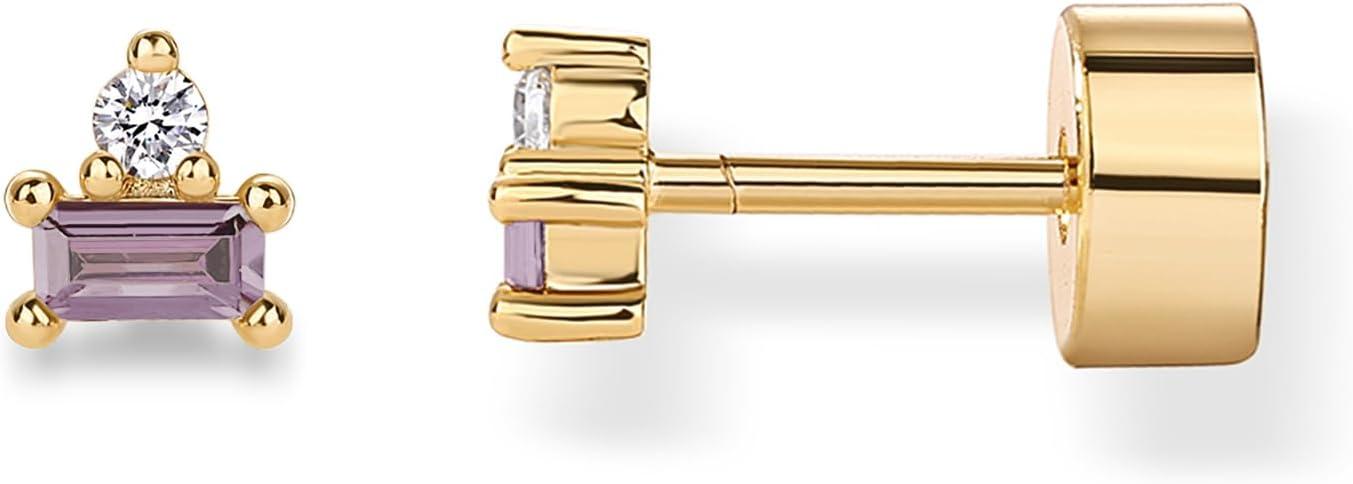 imagePAVOI 14K Gold Plated Sterling Silver Posts Colored Birthstone Flatback Stud Earrings for Women Gemstone Cubic Zirconia Screwback Earrings Dainty Helix Cartilage Piercing JewelryFebruary Amethyst