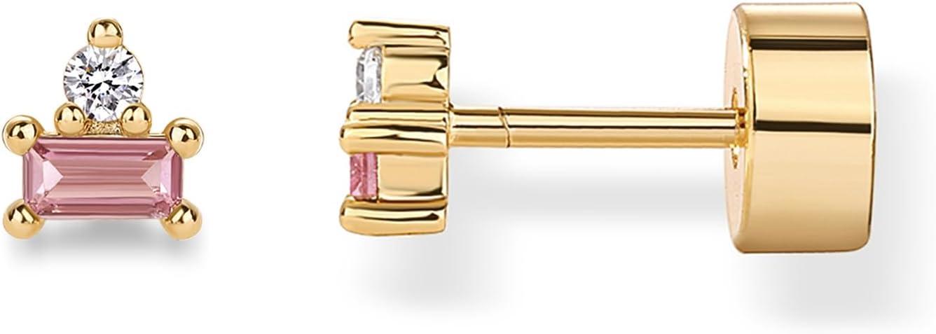 imagePAVOI 14K Gold Plated Sterling Silver Posts Colored Birthstone Flatback Stud Earrings for Women Gemstone Cubic Zirconia Screwback Earrings Dainty Helix Cartilage Piercing JewelryOctober Tourmaline