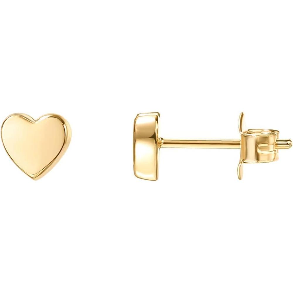 imagePAVOI 14K Gold Plated 925 Sterling Silver Bar Dot Heart Triangle Star Cat  Dainty Earrings for WomenVermeil  Yellow