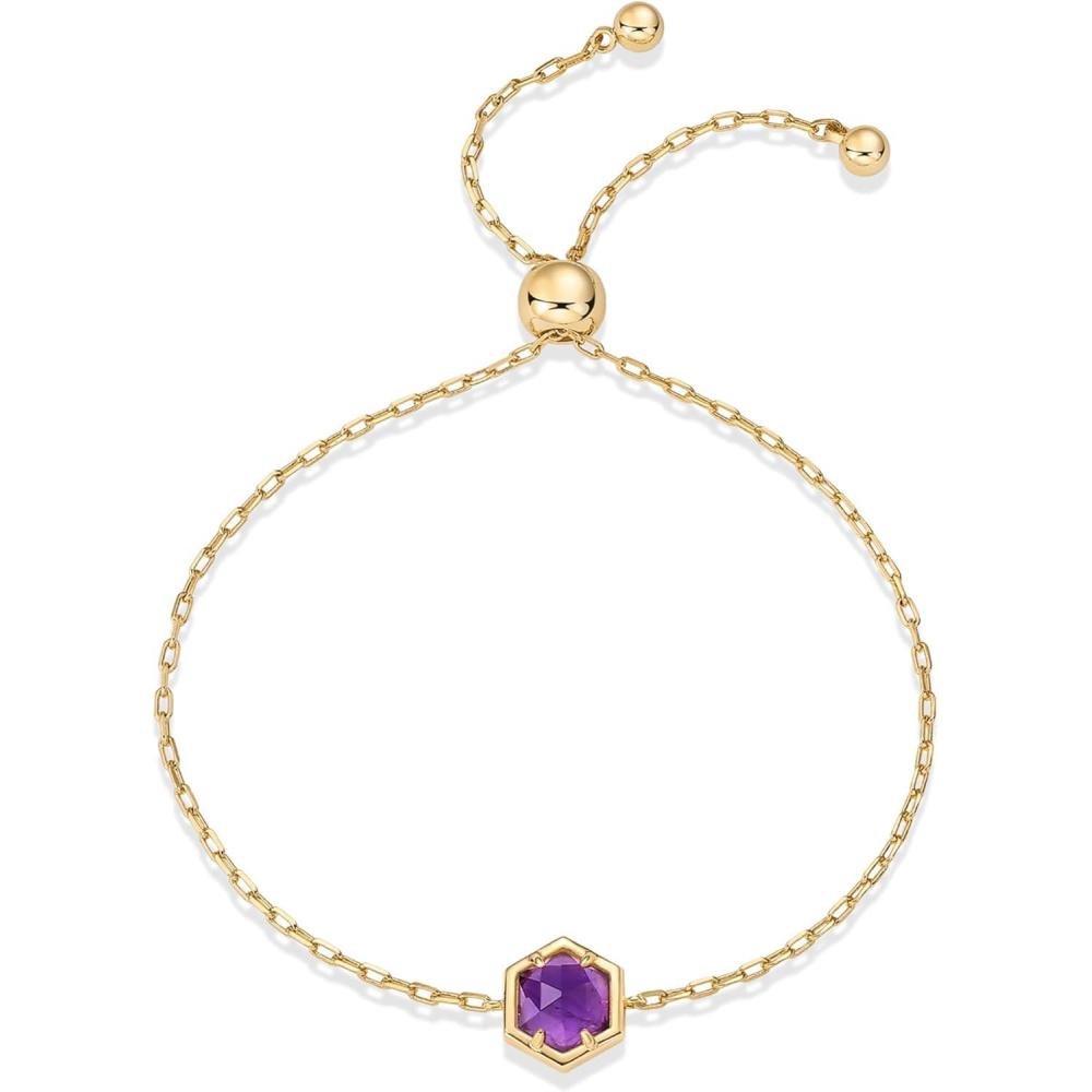 imagePAVOI 14K Gold Plated Hexagon Gemstone Bracelet for Women  Natural Birthstone 9quot BraceletYellow Gold