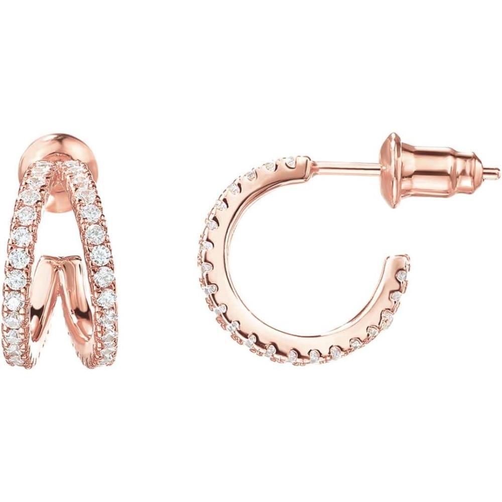 imagePAVOI 14K Gold Plated Split Huggie Hoop Earrings for Women  925 Sterling Silver Posts Dainty Multi Hoop Huggie Earrings  Trendy Gold JewelryRose Gold