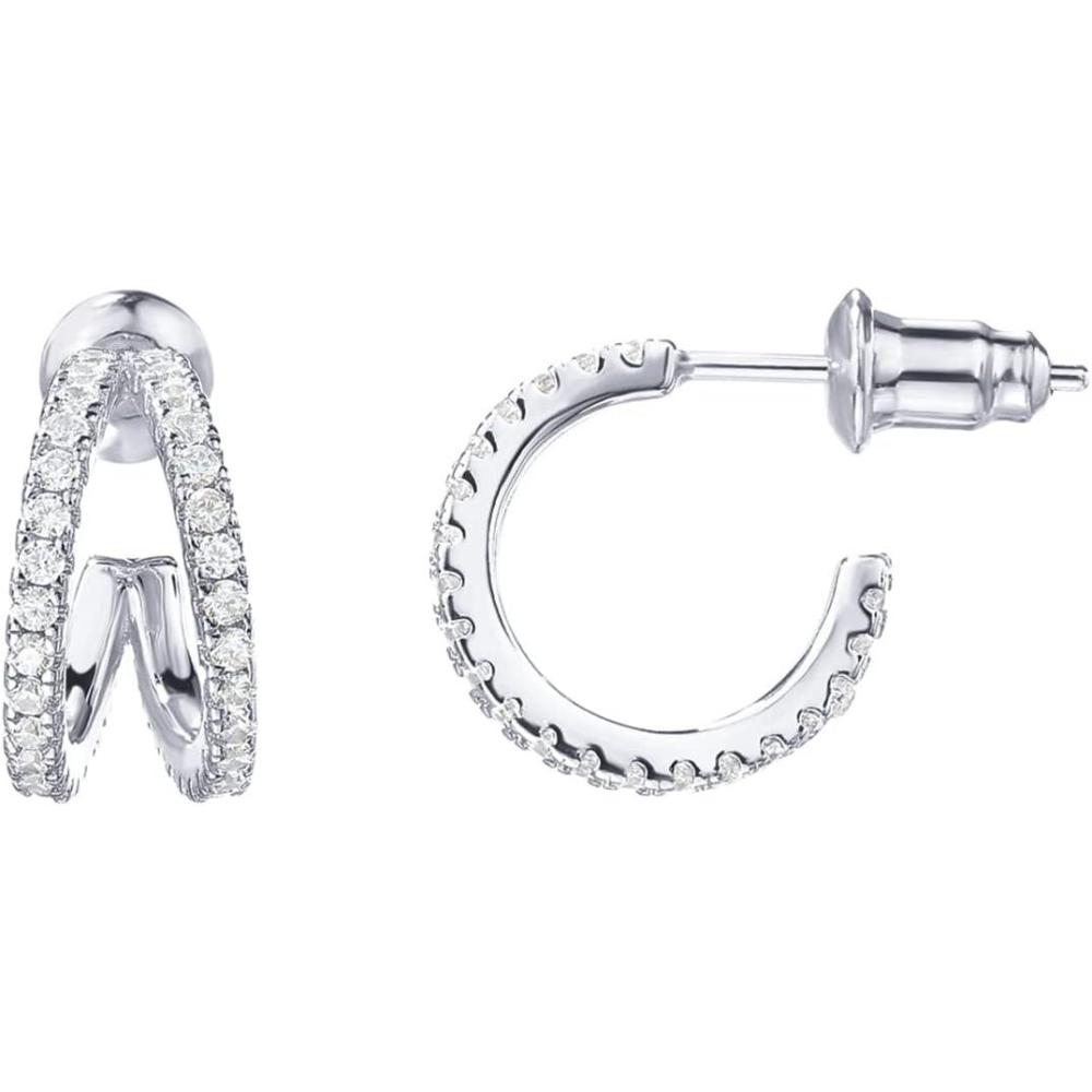 imagePAVOI 14K Gold Plated Split Huggie Hoop Earrings for Women  925 Sterling Silver Posts Dainty Multi Hoop Huggie Earrings  Trendy Gold JewelryWhite Gold