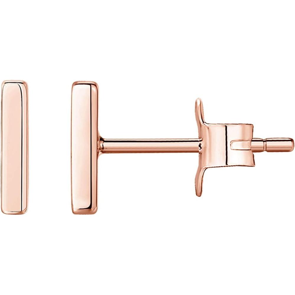 imagePAVOI 14K Gold Plated Sterling Silver Bar Dot Heart Triangle Star Cat Dainty Earrings for WomenRose Gold