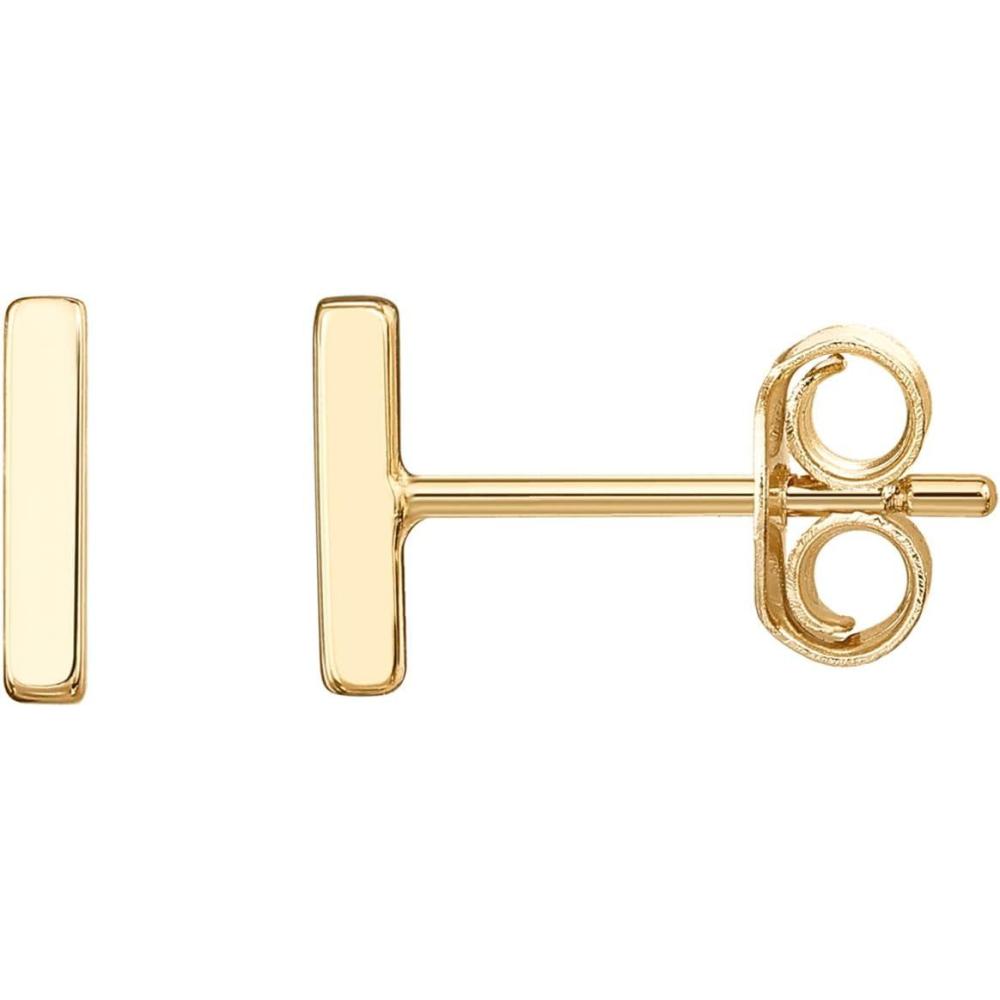 imagePAVOI 14K Gold Plated Sterling Silver Bar Dot Heart Triangle Star Cat  Dainty Earrings for WomenVermeil  Yellow