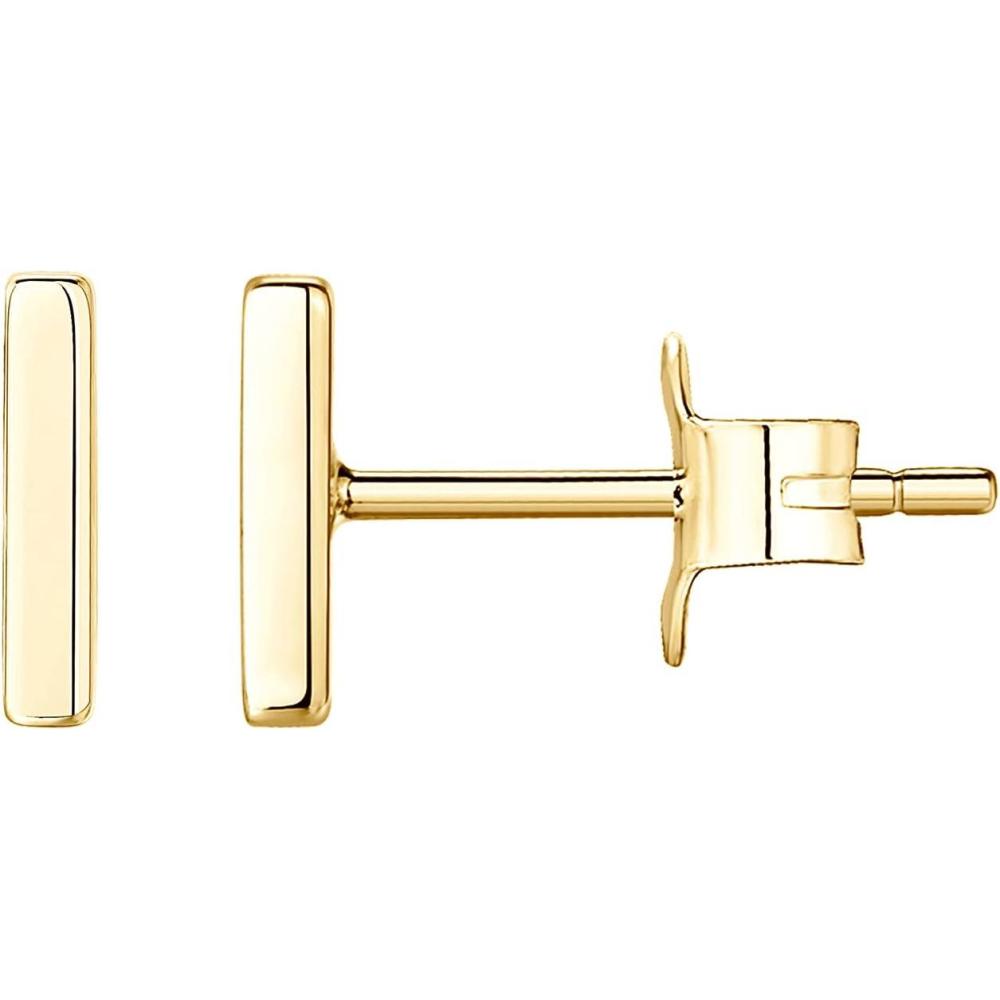 imagePAVOI 14K Gold Plated Sterling Silver Bar Dot Heart Triangle Star Cat  Dainty Earrings for WomenYellow Gold