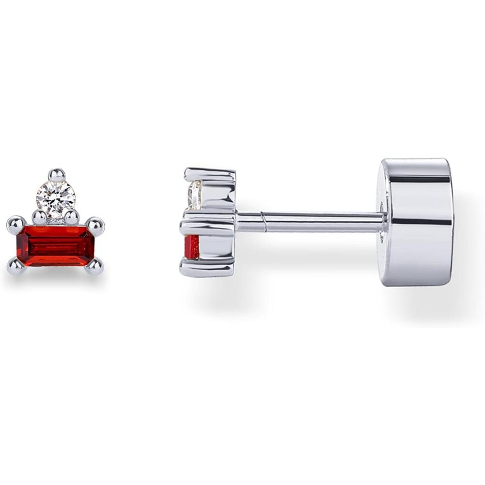 imagePAVOI 14K Gold Plated Sterling Silver Posts Colored Birthstone Flatback Stud Earrings for Women Gemstone Cubic Zirconia Screwback Earrings Dainty Helix Cartilage Piercing JewelryJanuary Garnet