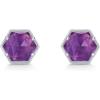 PAVOI 14K Gold Plated Hexagon Gemstone Stud Earrings for Women | Natural Birthstone Earring Pair(Amethyst)