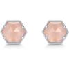 PAVOI 14K Gold Plated Hexagon Gemstone Stud Earrings for Women | Natural Birthstone Earring Pair(Rose Quartz)
