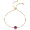 PAVOI 14K Gold Plated Hexagon Gemstone Bracelet for Women | Natural Birthstone 9″ Bracelet(Yellow Gold)