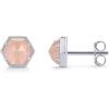 PAVOI 14K Gold Plated Hexagon Gemstone Stud Earrings for Women | Natural Birthstone Earring Pair(Rose Quartz)