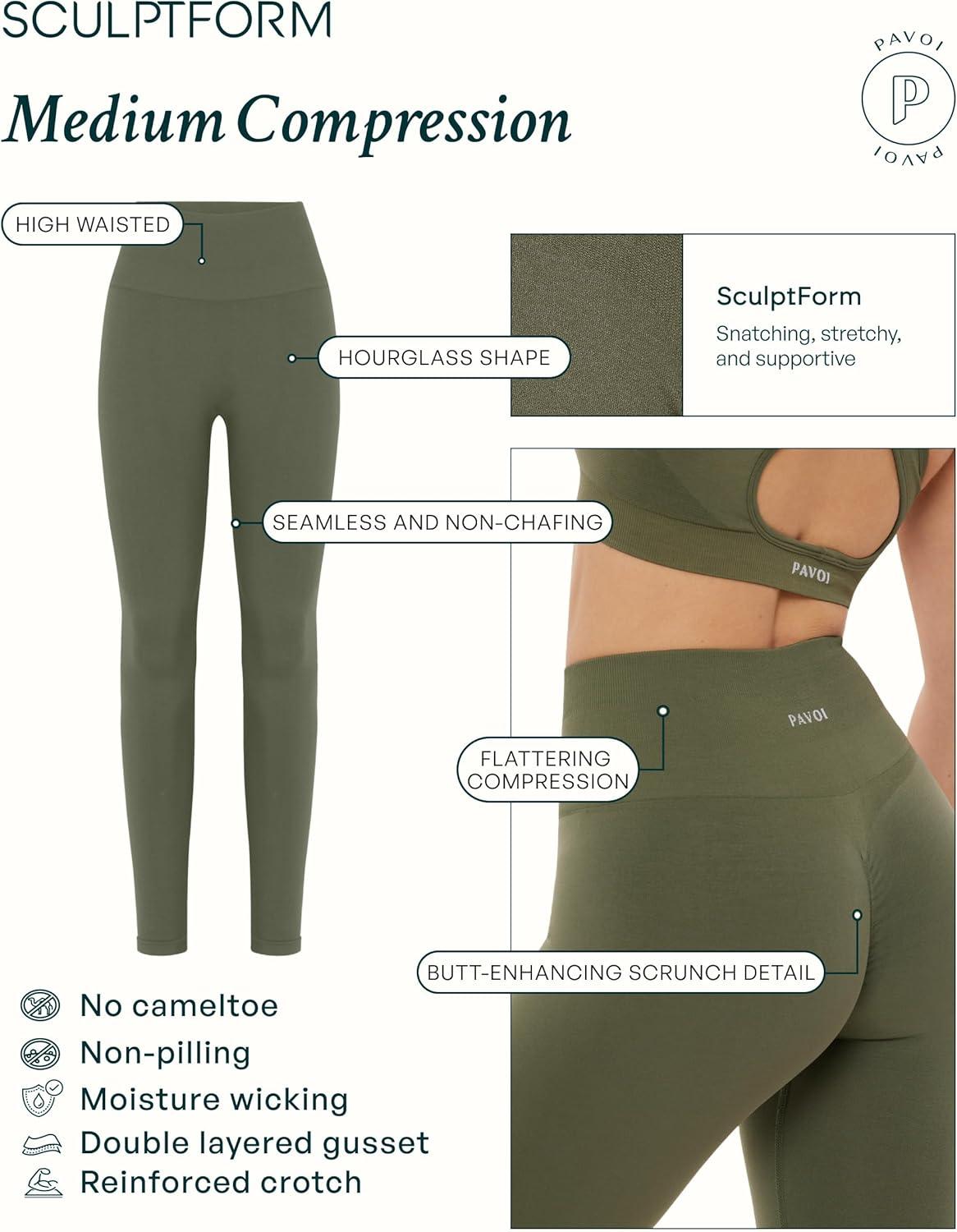 imagePAVOI ACTIVE Seamless Scrunch Butt Leggings High Waisted Compression Sculpting Women Full Length Workout Pants SculptFormBlush