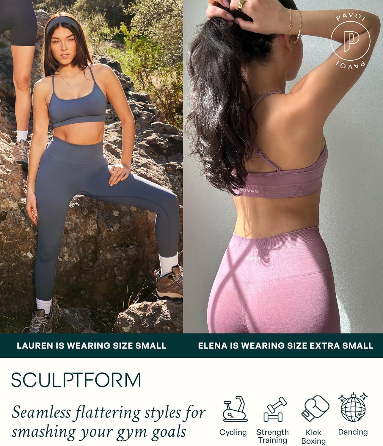 imagePAVOI ACTIVE Seamless Scrunch Butt Leggings High Waisted Compression Sculpting Women Full Length Workout Pants SculptFormBlush