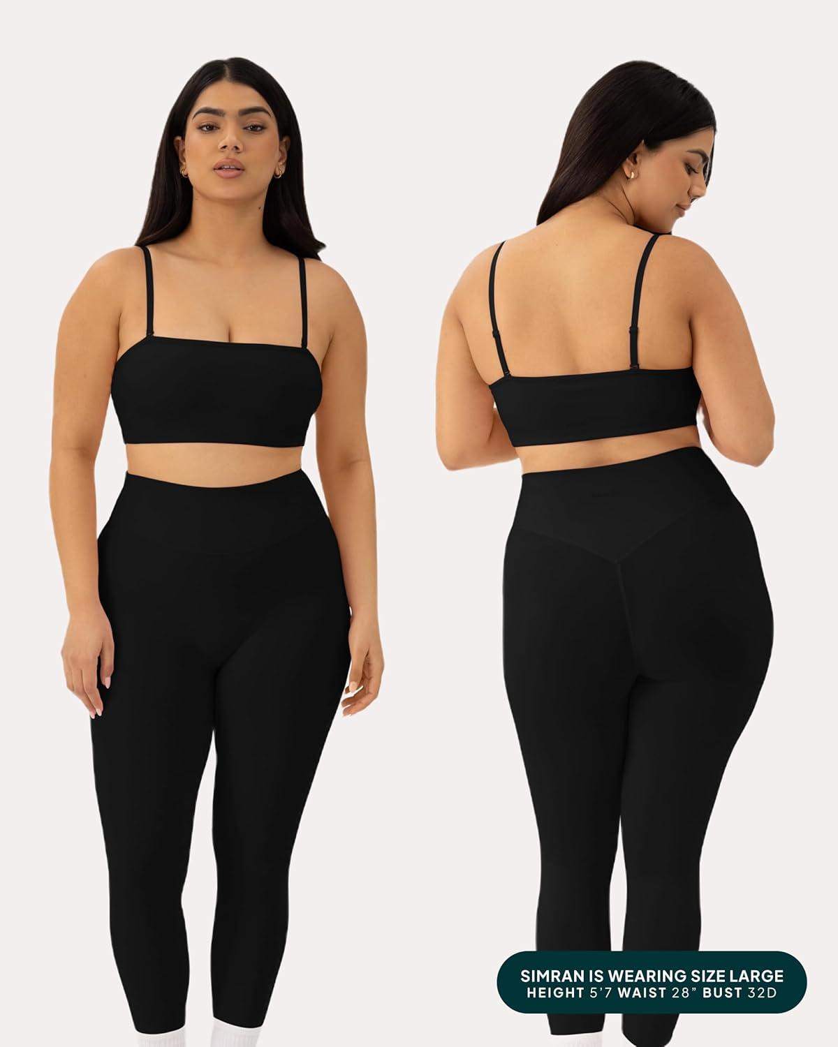 imagePAVOI ACTIVE Sports Bandeau Bras for Women Padded Low Support Workout Yoga Bandeau Bra with Convertible Straps FlexFlowBlack