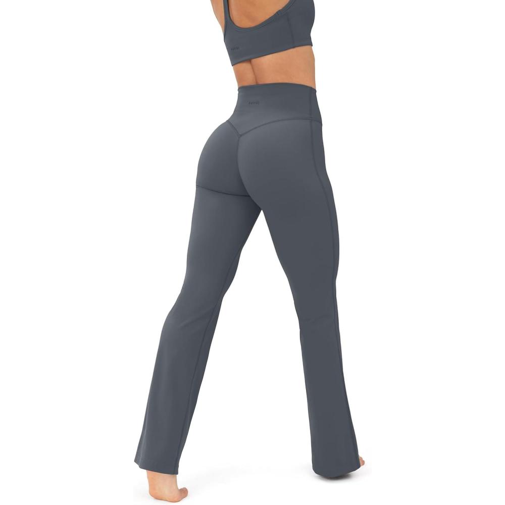 imagePAVOI ACTIVE High Waisted Flare Leggings for Women  Buttery Soft Bell Bottom Workout Flared Wide Leg Yoga Pants  FlexFlowThunder