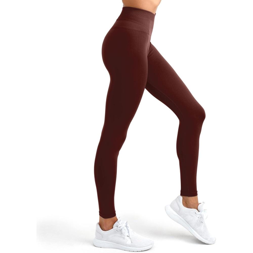 imagePAVOI ACTIVE Seamless Scrunch Butt Leggings High Waisted Compression Sculpting Women Full Length Workout Pants SculptFormBrown