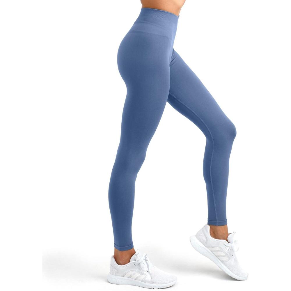 imagePAVOI ACTIVE Seamless Scrunch Butt Leggings  High Waisted Compression Sculpting Women Full Length Workout Pants  SculptFormGreyish Blue