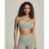 PAVOI ACTIVE Buttery Soft Sports Bras for Women – High Support Low Scoop Neck U Back Padded Yoga Gym Workout Bra – FlexFlow(Sage)
