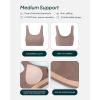 PAVOI ACTIVE Buttery Soft Sports Bras for Women – High Support Low Scoop Neck U Back Padded Yoga Gym Workout Bra – FlexFlow(Teak)