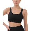 PAVOI ACTIVE Buttery Soft Sports Bras for Women – High Support Low Scoop Neck U Back Padded Yoga Gym Workout Bra – FlexFlow(Black)