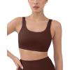 PAVOI ACTIVE Buttery Soft Sports Bras for Women – High Support Low Scoop Neck U Back Padded Yoga Gym Workout Bra – FlexFlow(Cocoa)
