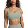PAVOI ACTIVE Buttery Soft Sports Bras for Women – High Support Low Scoop Neck U Back Padded Yoga Gym Workout Bra – FlexFlow(Sage)