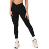 PAVOI ACTIVE Pilates Crossover Leggings for Women | Buttery Soft High Waisted V Cut Cross Waist Workout Yoga Pants | FlexFlow(Black)