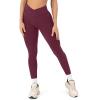 PAVOI ACTIVE Pilates Crossover Leggings for Women | Buttery Soft High Waisted V Cut Cross Waist Workout Yoga Pants | FlexFlow(Bordeaux)