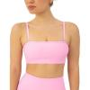 PAVOI ACTIVE Sports Bandeau Bras for Women – Padded Low Support Workout Yoga Bandeau Bra with Convertible Straps – FlexFlow(Bubblegum)