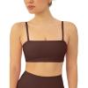 PAVOI ACTIVE Sports Bandeau Bras for Women – Padded Low Support Workout Yoga Bandeau Bra with Convertible Straps – FlexFlow(Cocoa)