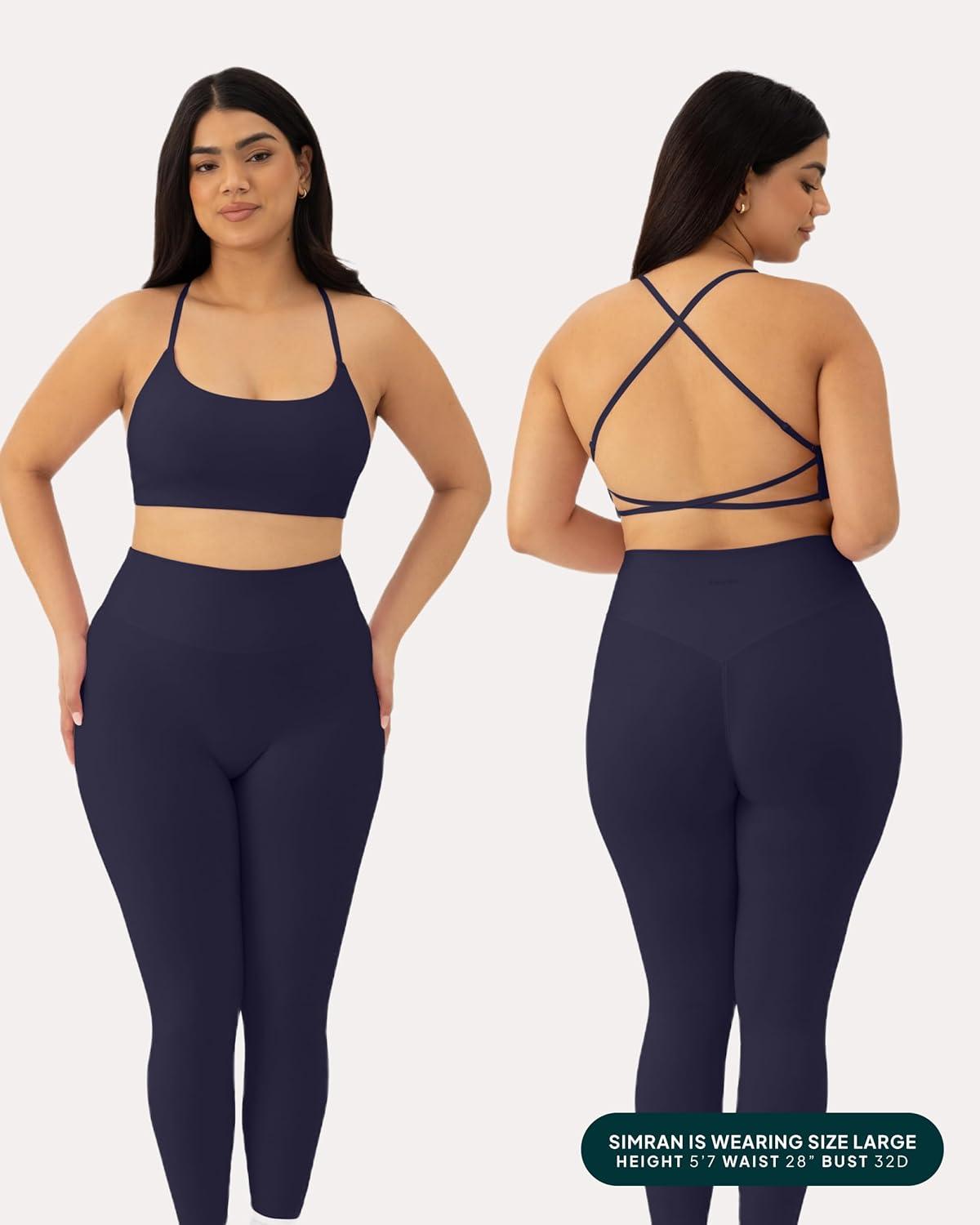 imagePAVOI ACTIVE Open Back Strappy Yoga Workout Bras for Women Low Support CrissCross Sports Gym Bra Removable Pads FlexFlowTwilight