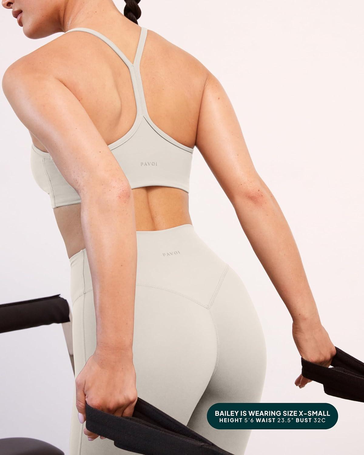 imagePAVOI ACTIVE Yoga Racerback Bras for Women Buttery Soft Low Support Scoop Neck YBack Thin Strap Sports Bra FlexFlowMoon