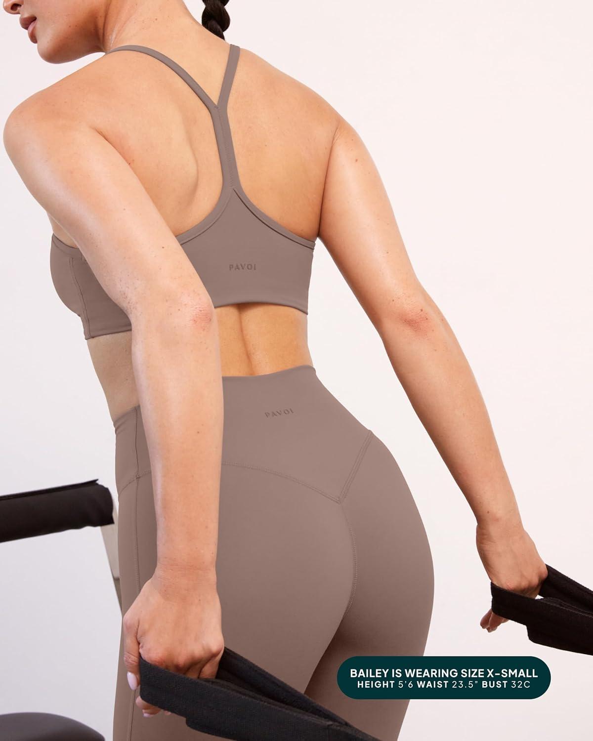 imagePAVOI ACTIVE Yoga Racerback Bras for Women Buttery Soft Low Support Scoop Neck YBack Thin Strap Sports Bra FlexFlowTeak