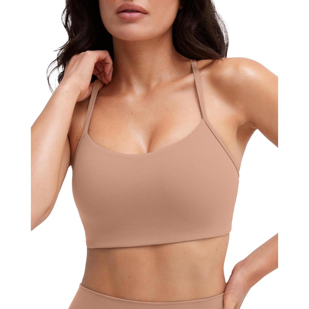 imagePAVOI ACTIVE Yoga Racerback Bras for Women  Buttery Soft Low Support Scoop Neck YBack Thin Strap Sports Bra  FlexFlowSienna