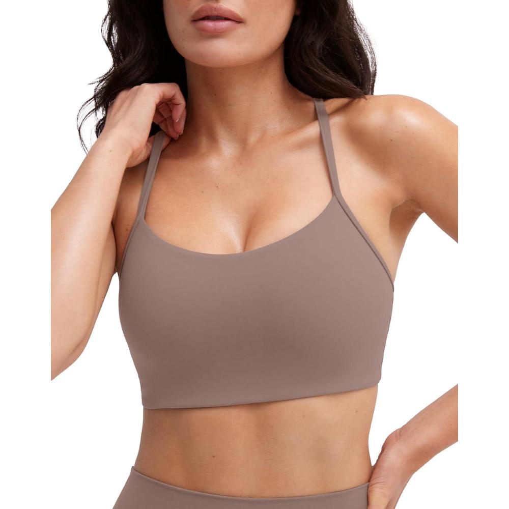 imagePAVOI ACTIVE Yoga Racerback Bras for Women  Buttery Soft Low Support Scoop Neck YBack Thin Strap Sports Bra  FlexFlowTeak